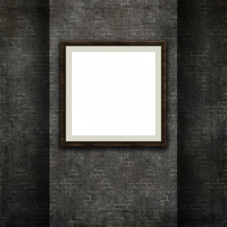 Foto gratuito 3d render de un marco de imagen en estilo grunge en textura de pared de ladrillo