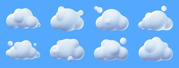 3d render nubes blancas esponjosas spindrift remolinos