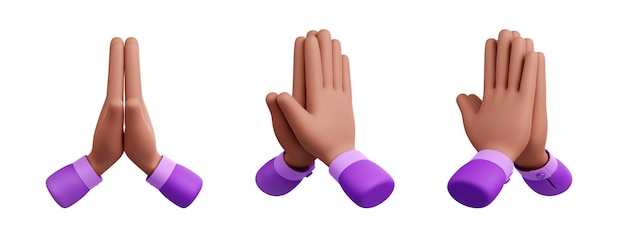 3d render orar lo siento gesto con manos negras