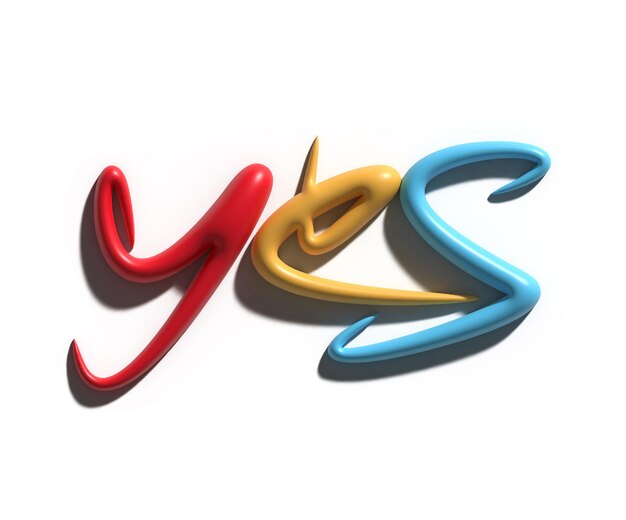 3D Render Sí Texto Diseño Caligráfico.