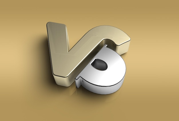 3D Render VS Company Metal Letter Logo Pluma Herramienta creada Trazado de recorte Incluido en JPEG Fácil de componer.