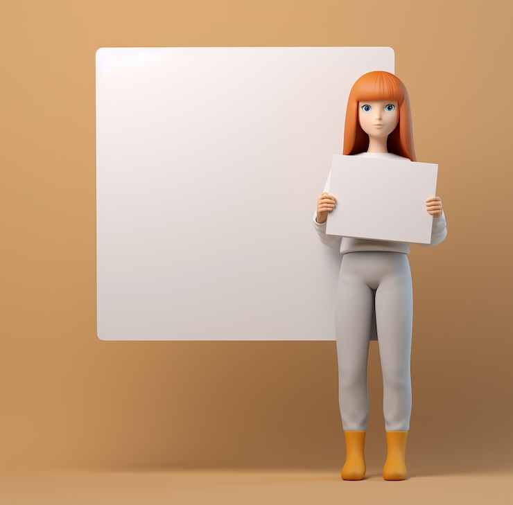 Photo Gratis 3d rendering of cartoon like woman with copy space