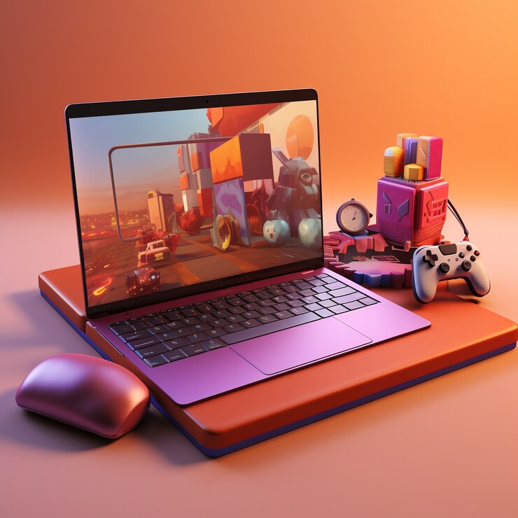 Photo Gratis 3d view of laptop device