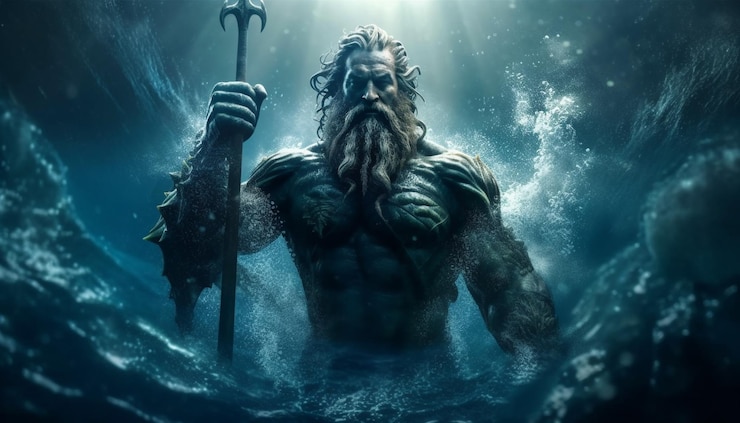 Photo Gratis a man with a trident in the water