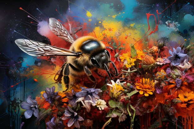 Abeja de estilo de fantasía en la naturaleza