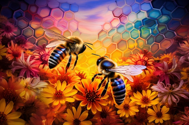 Foto gratuita abeja de estilo de fantasía en la naturaleza