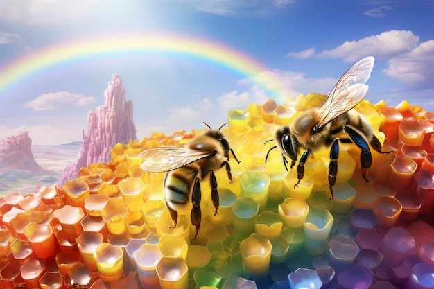 Foto gratuita abeja de estilo de fantasía en la naturaleza