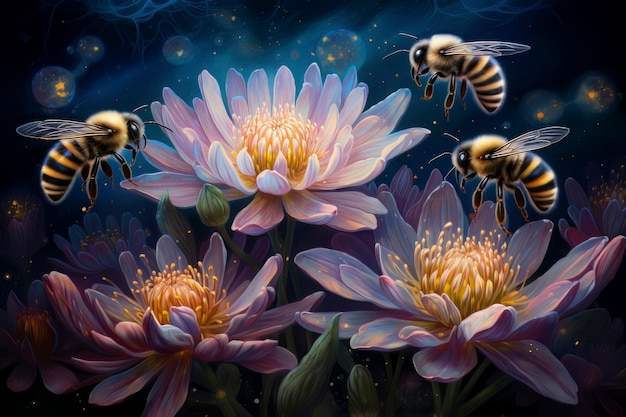 Foto gratuita abeja de estilo de fantasía en la naturaleza