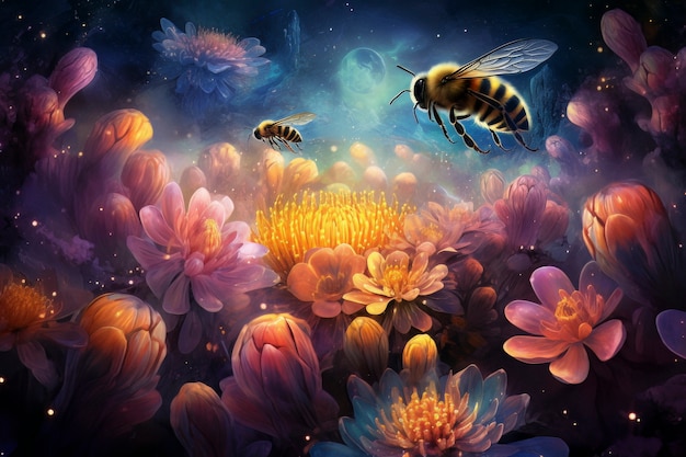 Foto gratuita abeja de estilo de fantasía en la naturaleza