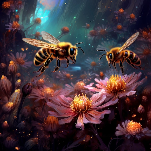 Foto gratuita abeja de estilo de fantasía en la naturaleza