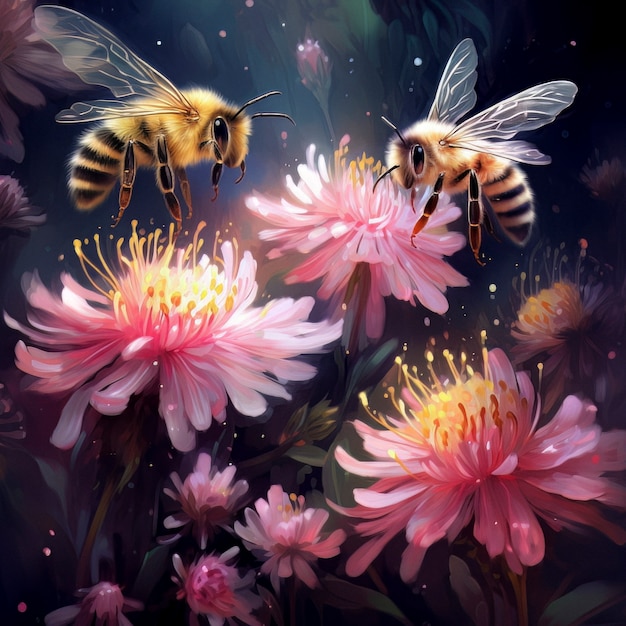 Foto gratuita abeja de estilo de fantasía en la naturaleza