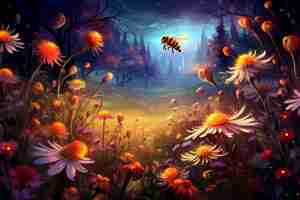 Foto gratuita abeja de estilo de fantasía en la naturaleza