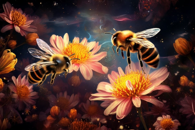 Foto gratuita abeja de estilo de fantasía en la naturaleza