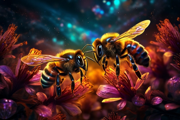 Abeja de estilo de fantasía en la naturaleza