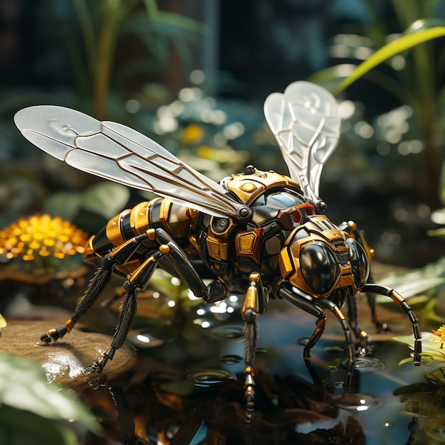 Abeja de estilo futurista al aire libre