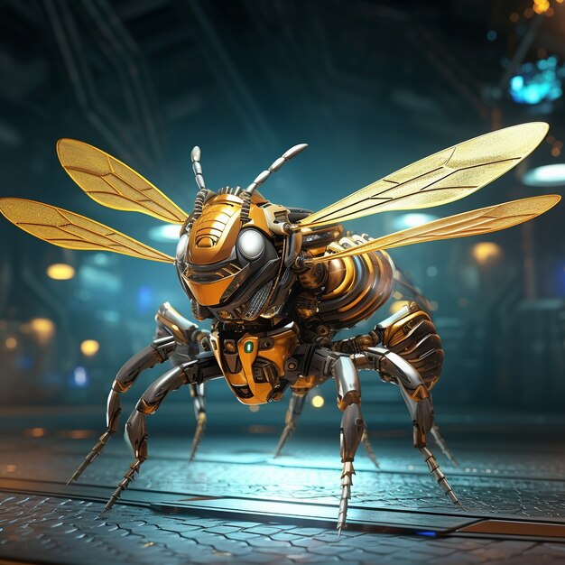 Abeja de estilo futurista en estudio.