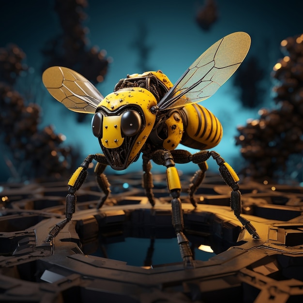 Foto gratuita abeja de estilo futurista en estudio.