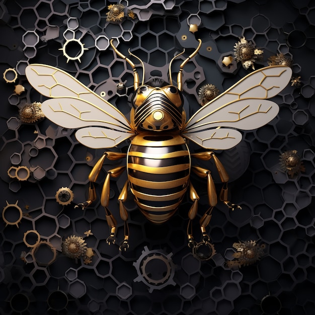 Foto gratuita abeja de estilo futurista en estudio.