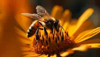 Foto gratuita abeja en flor amarilla