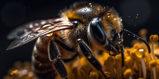 abeja realista en la naturaleza