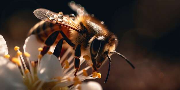 abeja realista en la naturaleza