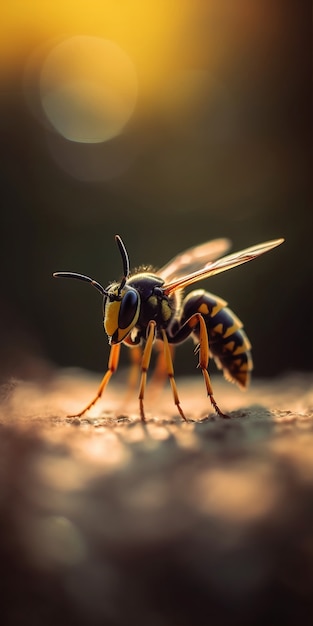 abeja realista en la naturaleza