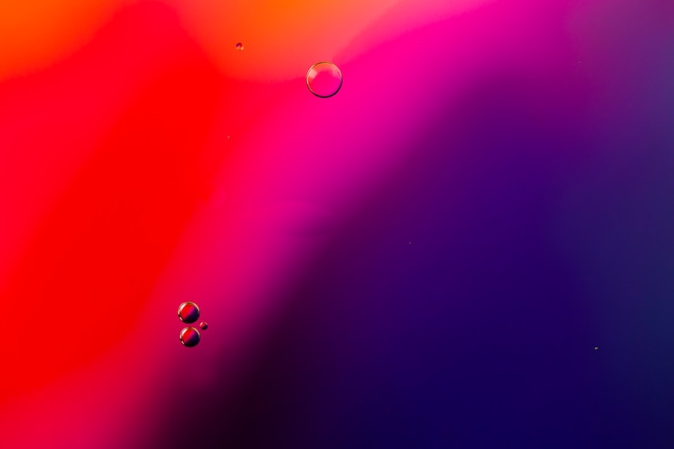 Foto gratuito abstracción de color gradiente acompañada de burbujas de fluido transparente