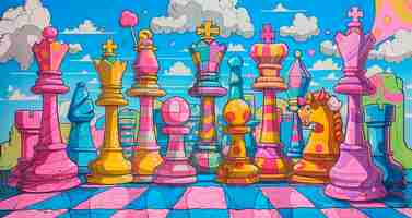 Foto gratuita abstract chess pieces in digital art style