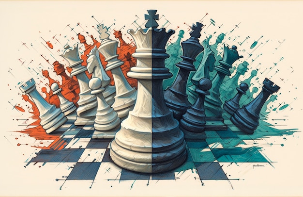 Foto gratuita abstract chess pieces in digital art style