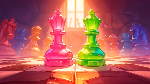 Foto gratuita abstract chess pieces in digital art style