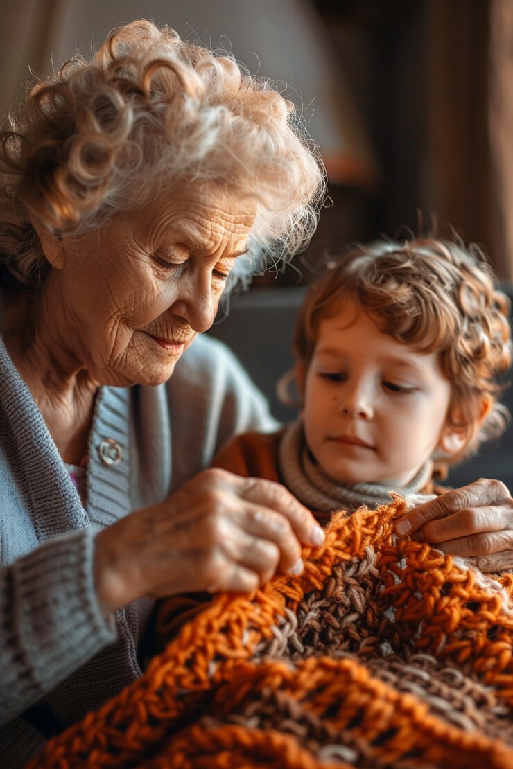 Foto gratuito la abuela muestra afecto hacia el nieto para el día de los abuelos