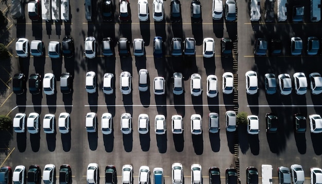 Foto gratuita abundancia de autos en un estacionamiento abarrotado generado por ia