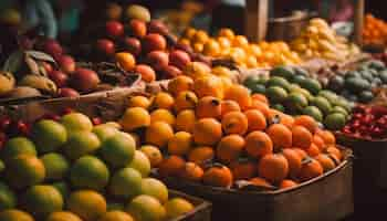 Foto gratuita abundancia de variedades de frutas jugosas maduras frescas generadas por ia