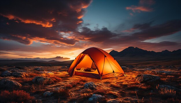 Foto gratuita acampar en las montañas rodeado de belleza natural y tranquilidad generada por la inteligencia artificial