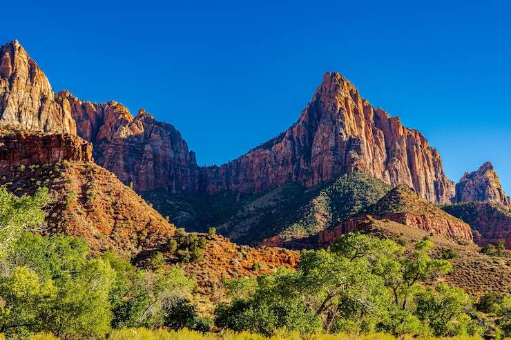Foto gratuito los acantilados rodean el valle de zion en el parque nacional zion