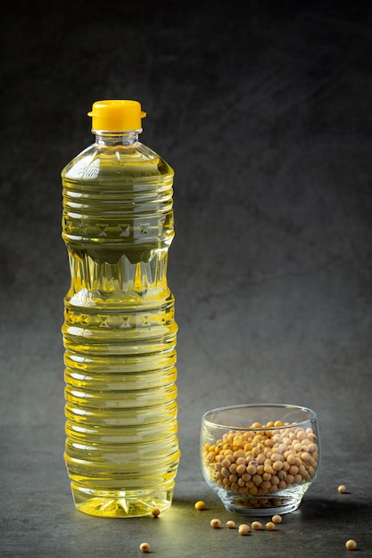 Aceite de soja Productos alimenticios y bebidas de soja Concepto de nutrición alimentaria.