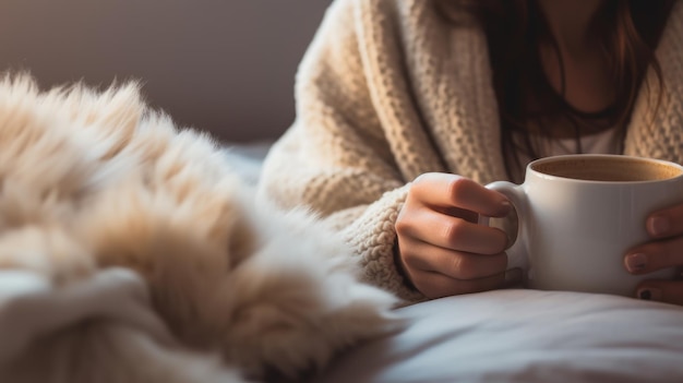 Foto gratuita un acogedor café matutino en la cama