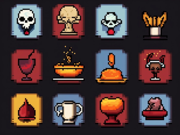 Foto gratuito activos de juego de artículos de 8 bits