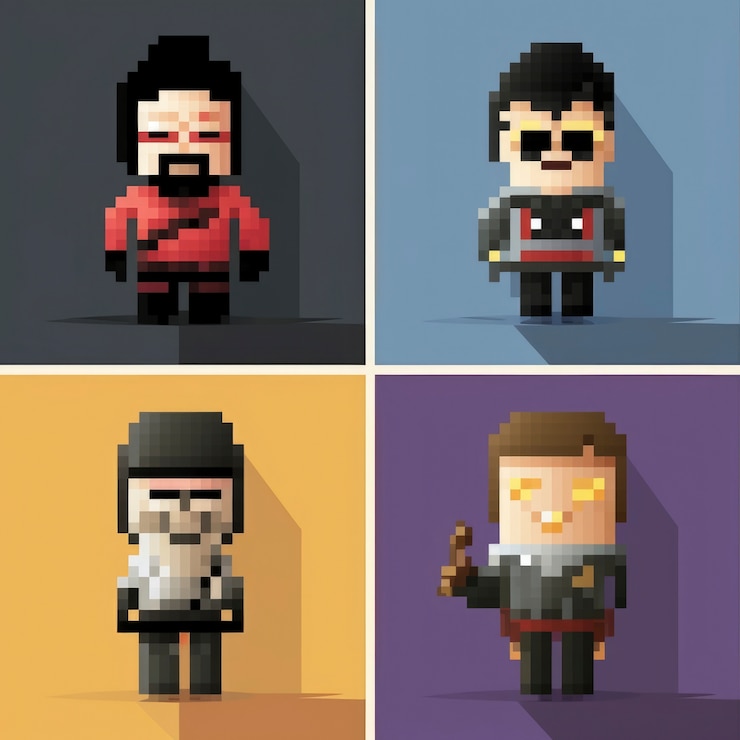 Foto gratuito activos de juego de personajes de 8 bits