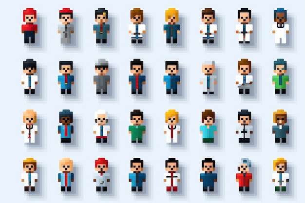 Foto gratuita activos de juego de personajes de 8 bits