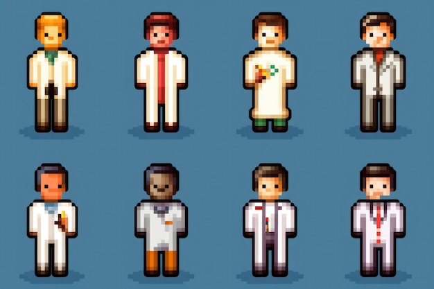 Activos de juego de personajes de 8 bits