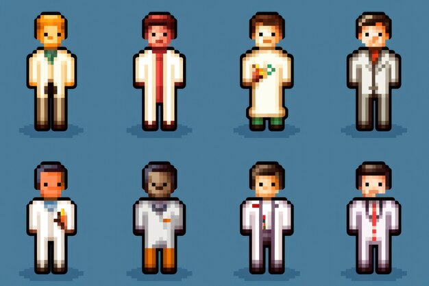Activos de juego de personajes de 8 bits
