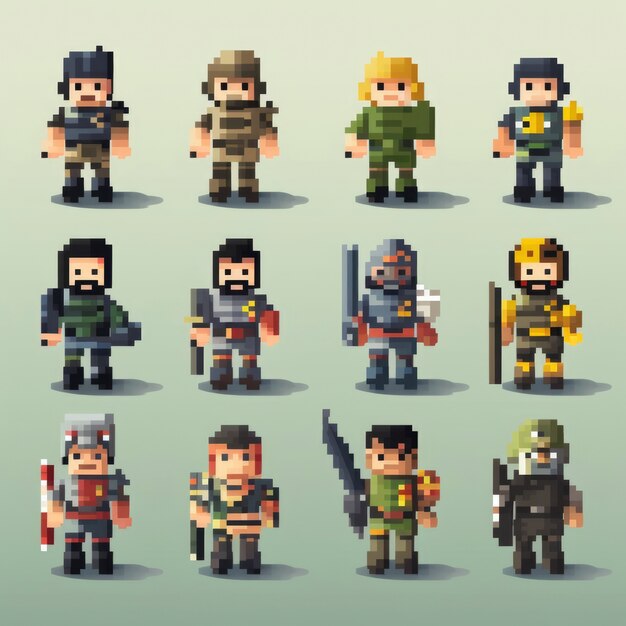 Activos de juego de personajes de 8 bits