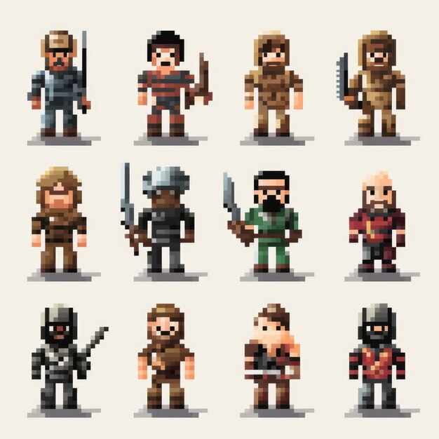 Activos de juego de personajes de 8 bits