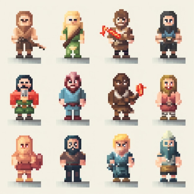 Activos de juego de personajes de 8 bits