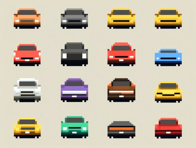 Activos de juegos de coches de 8 bits