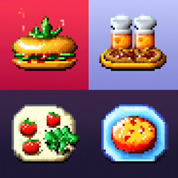 Activos de juegos de comida de 8 bits