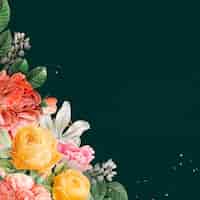 Foto gratuita acuarela de borde de flores vintage de lujo sobre fondo verde