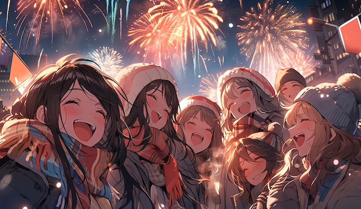 Photo Gratis adegan gaya anime yang menggambarkan persahabatan perempuan