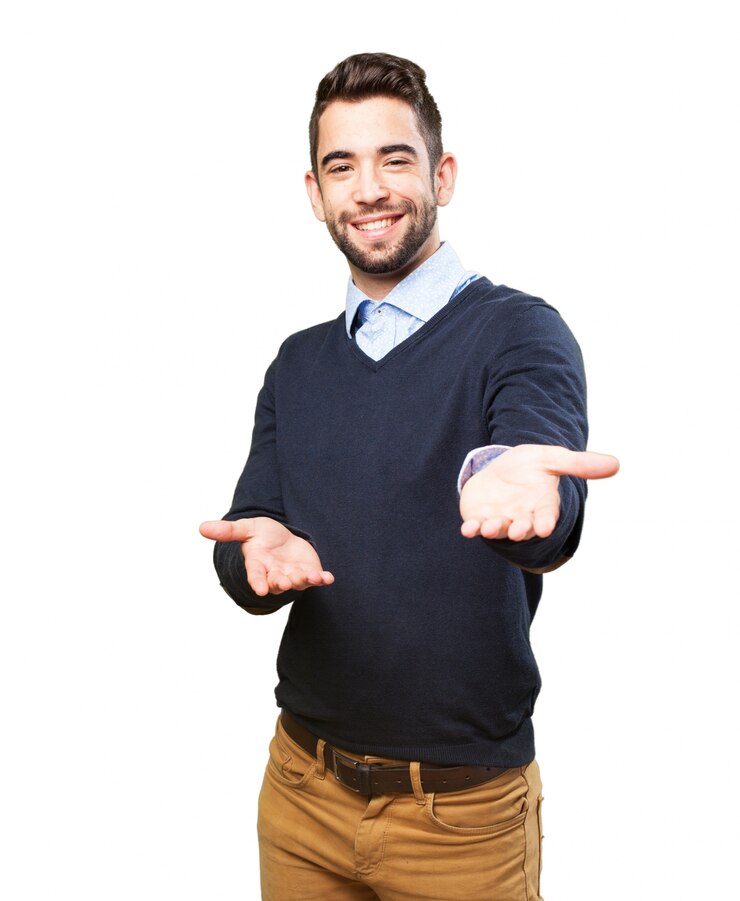 Foto gratuito adolescente alegre haciendo gestos con las manos